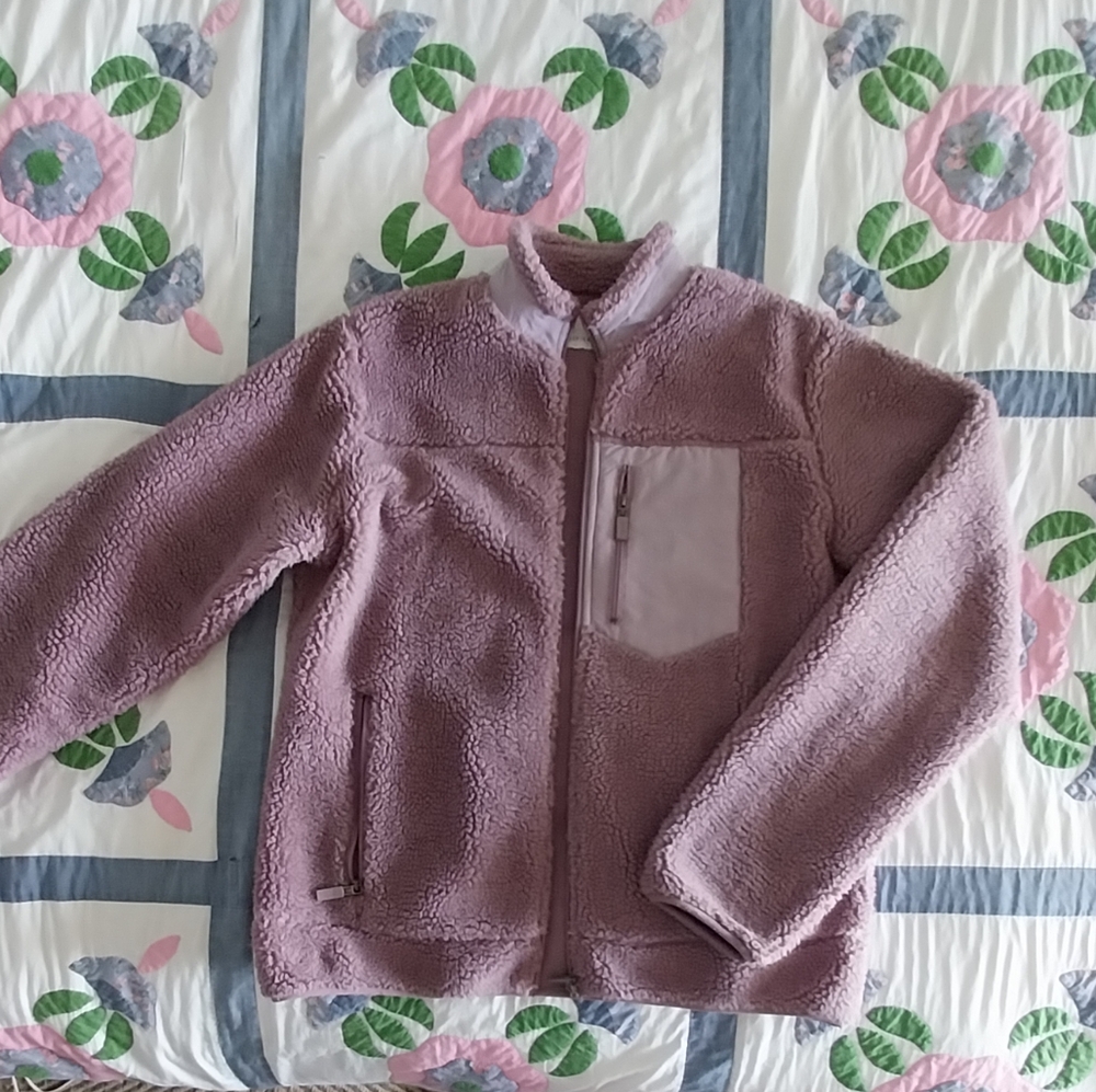 American Tall Sherpa Zip up Coat XL Tall Great Condition Mauve color